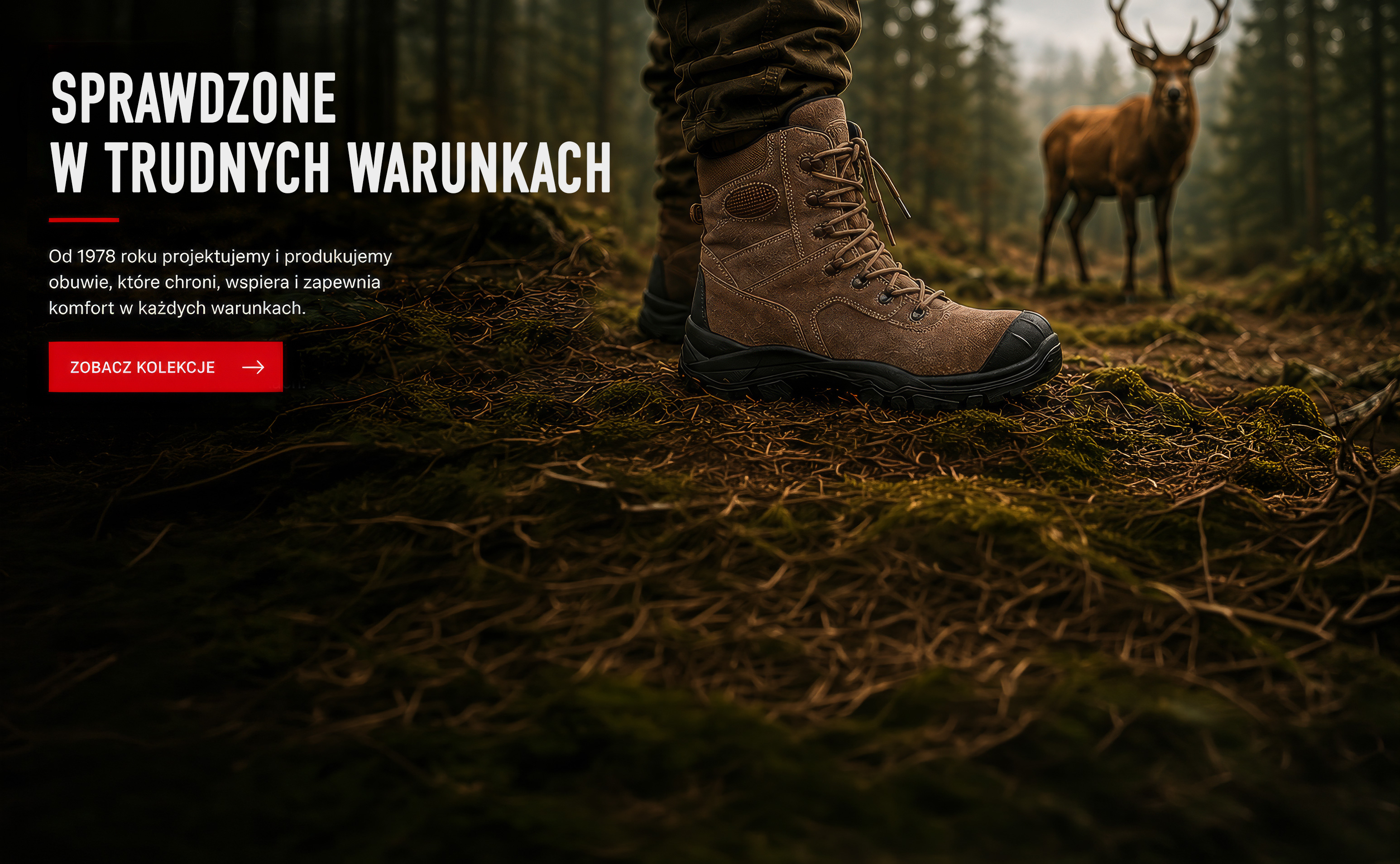 Obuwie DEMAR sprawdzone w trudnych warunkach – las, jeleń